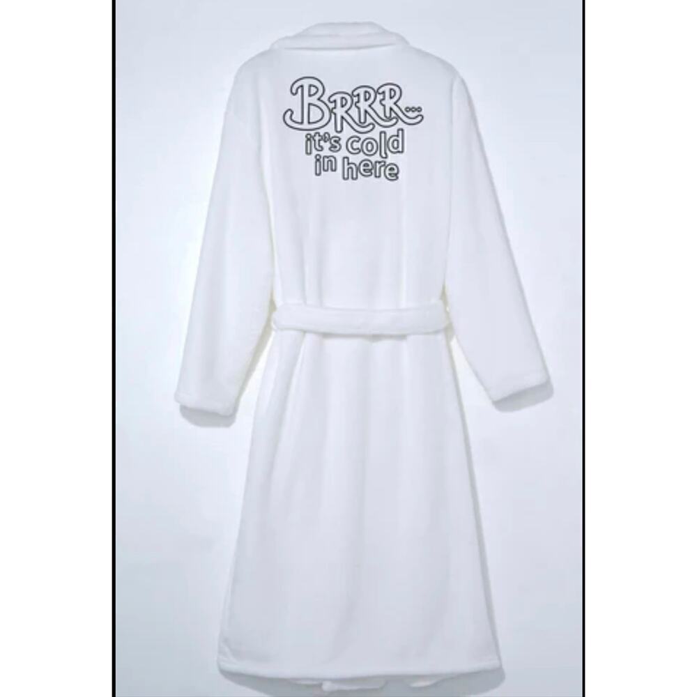 CoCus Pocus Soft Plush White Robe "BRRR... it's cold in here" One Size NWOT